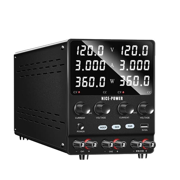 Højpræcisions dual-kanal DC-strømforsyning, 30V/60V udgang, uafhængige og seriemoduser,AC 220V, SPS1203-2KD 120V3A