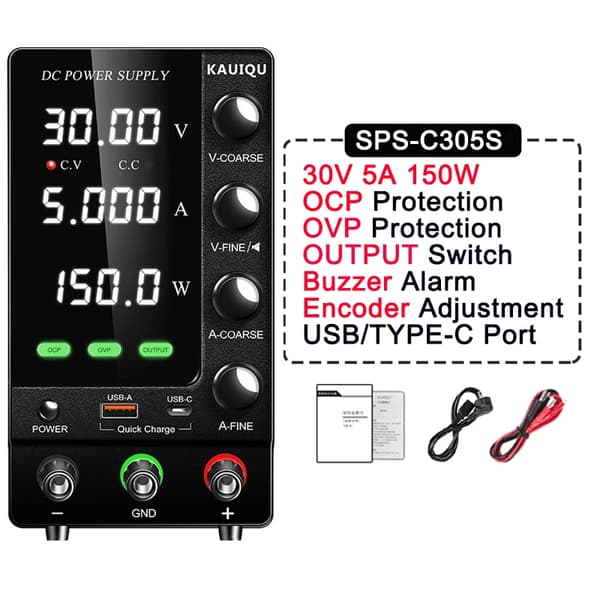 Laboratorie likströmsaggregat, Justerbar Spänning, Strömregulator,AC 220V, 30V5A Med OCP OVP