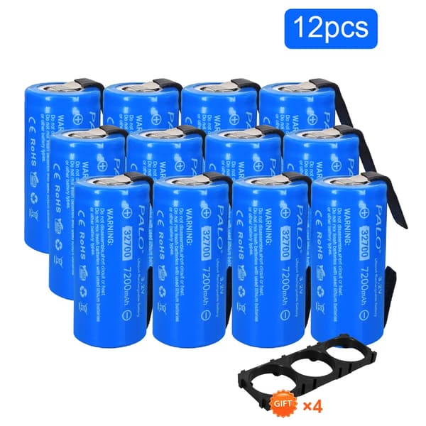 32700 Ladattava LiFePO4 Akka, 7200mAh Kapasiteetti, CE-sertifioitu,12KPL 32700