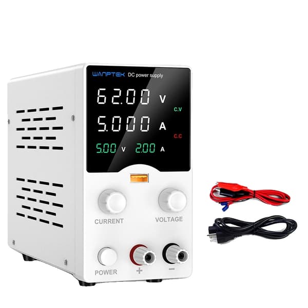 DC Strømforsyning, Justerbar Spænding 32V/62V, Konstant Strømregulering,Hvid 62V5A GA605B