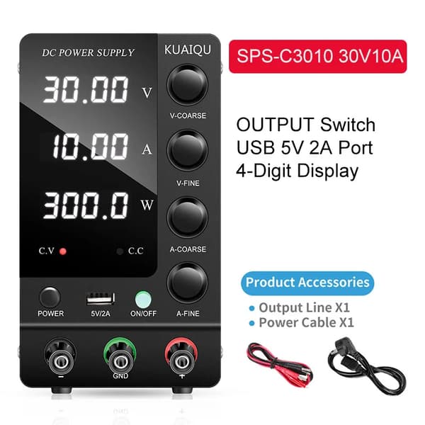 Säädettävä tasavirtalähde, muuttuva lähtö, säädelty työpöytävirtalähde,SPS-C3010 30V10A, AV 220V