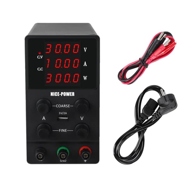 Laboratoriovirtalähde, säädettävä jännite, vaihtovirtatekniikka,AC 220V, 4numeroa 30V10A