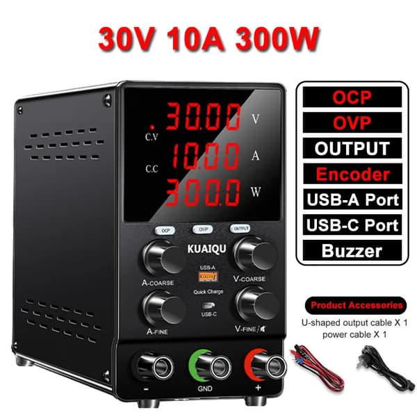 DC-virransyöttö, 30V lähtö, USB-A-portti,SPS3010S, AC 220V