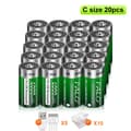 Miniatyrbillede 2 af 2: Palo genopladelige C-størrelse batterier, 6000 mWh kapacitet, USB-opladning,20 stk.