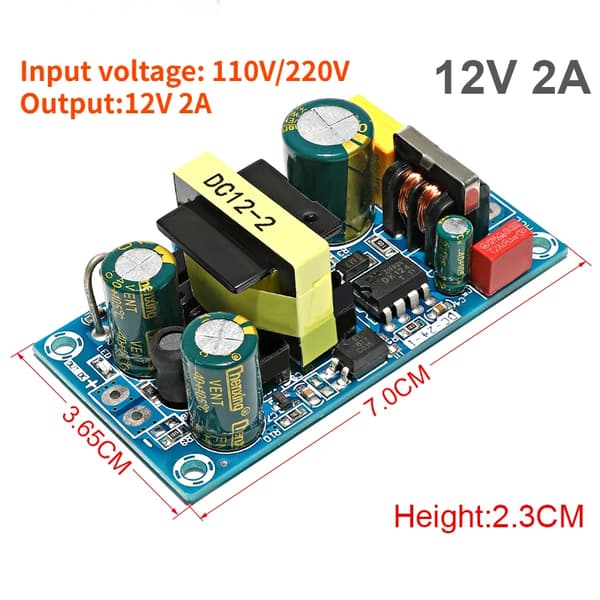 Strömförsörjning, Kompatibilitet med Bred Spänningsomfång, Flera Amperage-alternativ, 12V2A, 85-265V