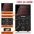 Miniatyrbillede 2 af 2: Laboratorie strømforsyning, justerbar spænding, stabiliseret output, 120V 3A 360W, 220V