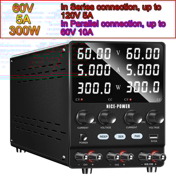 DC-virransyöttö, säädettävä jännite 30V tai 60V, lähtövirta 5A tai 10A,Kaksinkertainen 60V 5A, 220V