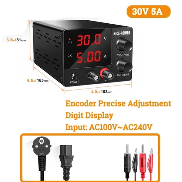 DC Strømforsyning, Justerbar Spænding 30V eller 60V, Udgange Strøm 5A eller 10A,Mini 30V 5A, 220V
