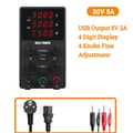 Miniatyrbillede 2 af 2: Laboratorie strømforsyning, justerbar spænding, reguleret output, Sort 30V 5A, 220V