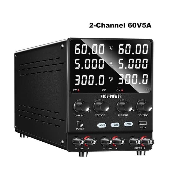 Högprecisions dubbelkanals DC-strömförsörjning, 30V/60V utgång, oberoende och seriemod,SPS605-2KD 60V5A, AC 220V