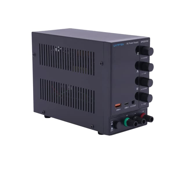 DC Strømforsyning, 30V Udgange, 10A Strøm,EU, Sort