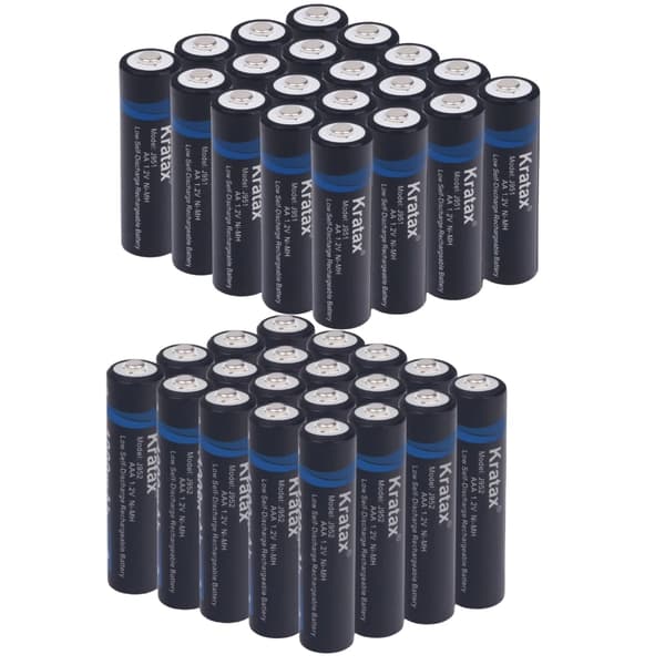 Genopladelige batterier, AA 2500mAh, AAA 1000mAh, Ni-MH,40PC AA AAA, 1.2V