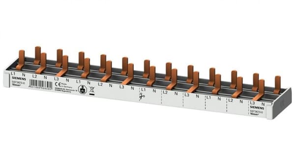 Tilslutningsskinne 3P+N 10mm2 stik 12 moduler til smalle 1P+N afbrydere (5SV1 5SV6 5SL60) fuld isolering 5ST3673-0