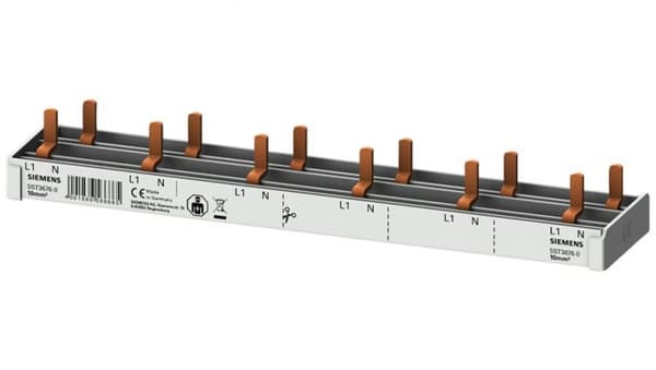 Tilslutningsskinne 1P+N 10mm2 stik 12 moduler til 6x (AFDD 5SM6 + 6x 5SV1 / 5SL60) fuld isolering 5ST3676-0
