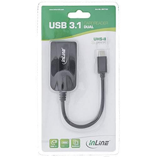 InLine 66772C kortläsare USB 3.1 USB-C, för SD/SDHC/SDXC, microSD, UHS-II-kompatibel