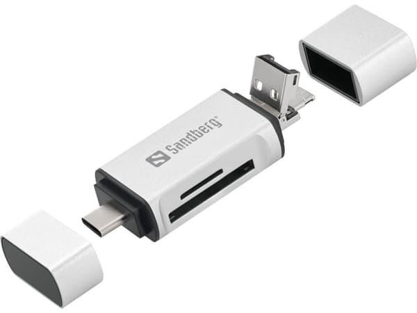 Sandberg Kortlæser USB-C+USB+MicroUSB Hukommelseskortlæser
