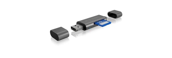 RaidSonic ICY BOX IB-CR201-C3 - kortlæser (SD, microSD, SDHC, microSDHC, SDXC, microSDXC, SDHC UHS-I, microSDHC UHS-I) - micro USB / USB / USB-C 3.2 G