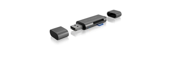 RaidSonic ICY BOX IB-CR201-C3 - kortlæser (SD, microSD, SDHC, microSDHC, SDXC, microSDXC, SDHC UHS-I, microSDHC UHS-I) - micro USB / USB / USB-C 3.2 G