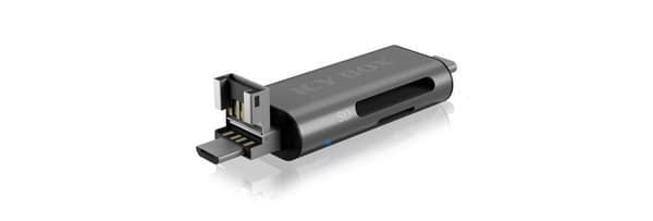 RaidSonic ICY BOX IB-CR201-C3 - kortlæser (SD, microSD, SDHC, microSDHC, SDXC, microSDXC, SDHC UHS-I, microSDHC UHS-I) - micro USB / USB / USB-C 3.2 G