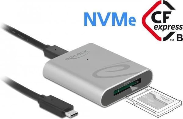DeLOCK USB Type-C kortläsare med aluminiumhölje för CFexpress-minneskort - Kortadapter (CFexpress 2.0 Typ B) - USB-C (91751)