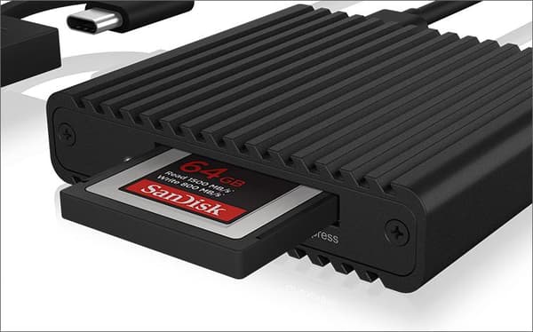 Kortläsare, CF Express 2.0 Typ-B, USB 3.2 (Gen 2), aluminium, status LED, svart (IB-CR404-C31)