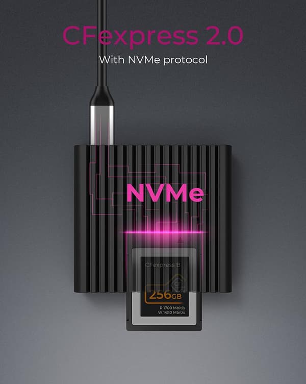 Kortläsare, CF Express 2.0 Typ-B, USB 3.2 (Gen 2), aluminium, status LED, svart (IB-CR404-C31)