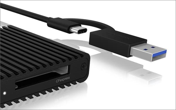 Kortläsare, CF Express 2.0 Typ-B, USB 3.2 (Gen 2), aluminium, status LED, svart (IB-CR404-C31)