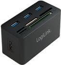 Logilink USB 3.0 Hub med allt-i-ett kortläsare - Hub - 3 x SuperSpeed USB 3.0 - Desktop (CR0042)