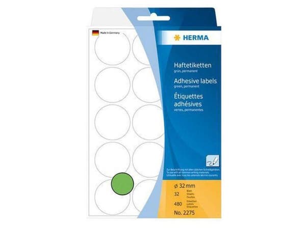 Herma 2275 universum. Office Pack-etikett Ø32mm Grön - 480 etiketter