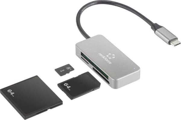 Renkforce RF-PCR-210 Extern minneskortläsare USB-C® 5Gbps Silver