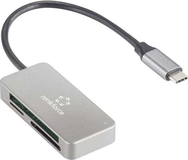Renkforce RF-PCR-210 Ekstern hukommelseskortlæser USB-C® 5 Gbps Sølv