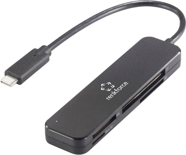 Renkforce RF-PCR-230 Ekstern hukommelseskortlæser USB-C® 5 Gbps Sort