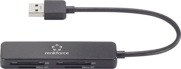 Renkforce RF-PCR-220 Extern minneskortläsare USB 3.2 Gen 1 (USB 3.0) Svart