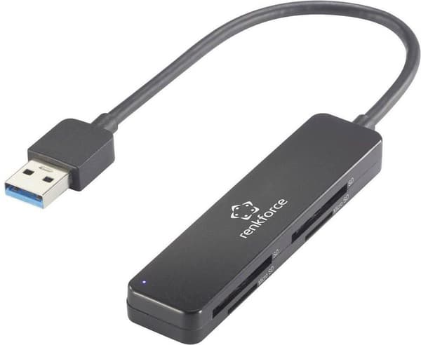 Renkforce RF-PCR-220 Extern minneskortläsare USB 3.2 Gen 1 (USB 3.0) Svart
