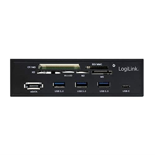 Logilink UA0341 - 5,25" multifunktionspanel med integrerad kortläsare (M2, MS, SD, Micro-SD, XD, CF) - USB 3.0 Hub (3P