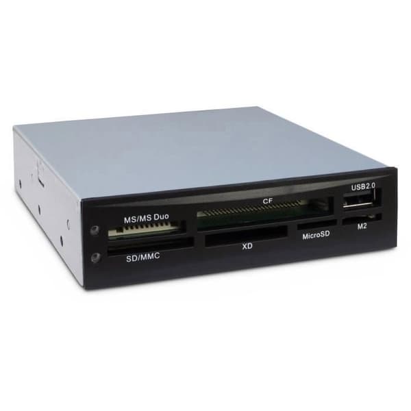 Inter-Tech CI-02 minneskortläsare - Kompatibel CF, MMC, MS, MicroSD... - USB 2.0 - Svart