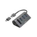Miniatyrbillede 1 af 4: Hama OTG hub/kortlæser 5-ports 3x USB-A SD MicroSD Inkl. USB-C adapter