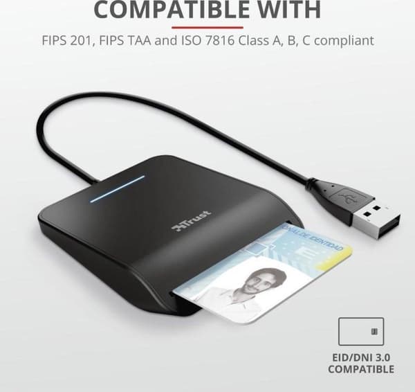 Trust Primo Smart Card Reader Indendørs USB CardBus+USB 2.0 Sort (23890)