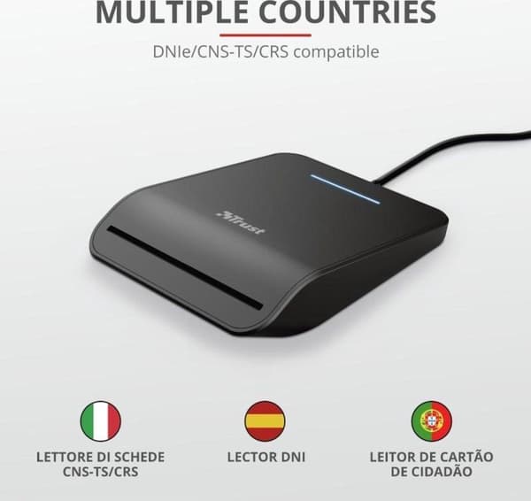 Trust Primo Smart Card Reader Indendørs USB CardBus+USB 2.0 Sort (23890)