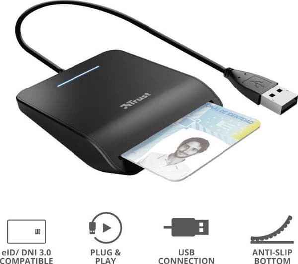 Trust Primo Smart Card Reader Indendørs USB CardBus+USB 2.0 Sort (23890)