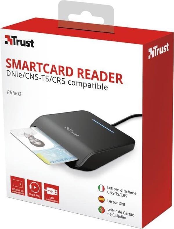 Trust Primo Smart Card Reader Indendørs USB CardBus+USB 2.0 Sort (23890)