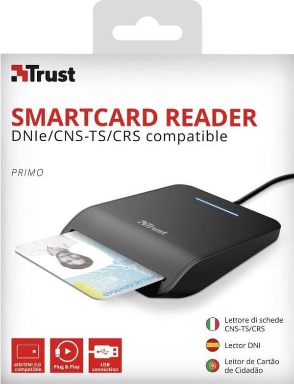 Trust Primo Smart Card Reader Indendørs USB CardBus+USB 2.0 Sort (23890)