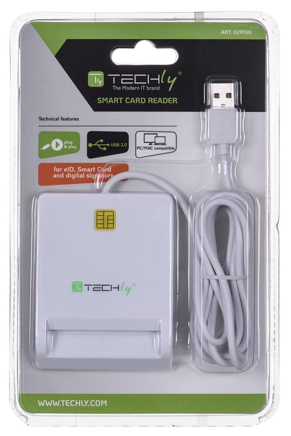 Techly Compact /Writer USB2.0 Vit I-CARD CAM-USB2TY smartkortläsare inomhus