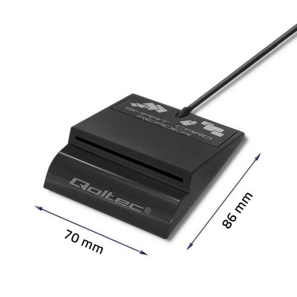 Qoltec 50636 Älykäs Smart ID -sirukortinlukija SCR-0636 | USB-tyyppi C