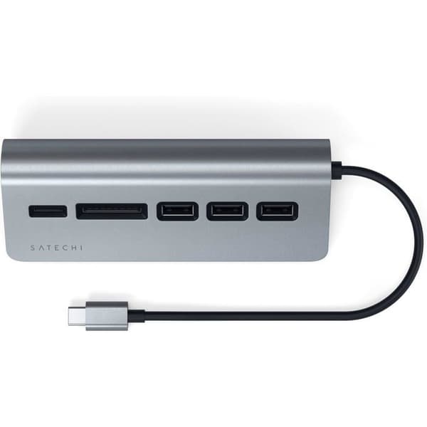 Typ C extern kortläsare med Satechi USB 3.0 Hub - grå - TU