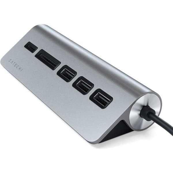 Typ C extern kortläsare med Satechi USB 3.0 Hub - grå - TU