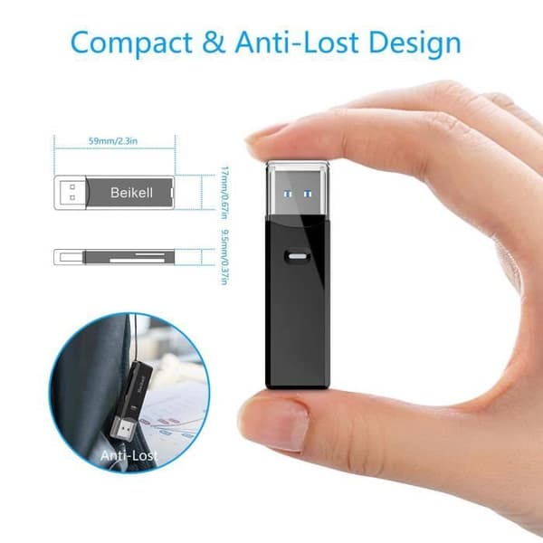 USB 3.0-kortläsare, Beikell High Speed SD/Micro SD-minneskortläsare MMC-kortläsare-svart