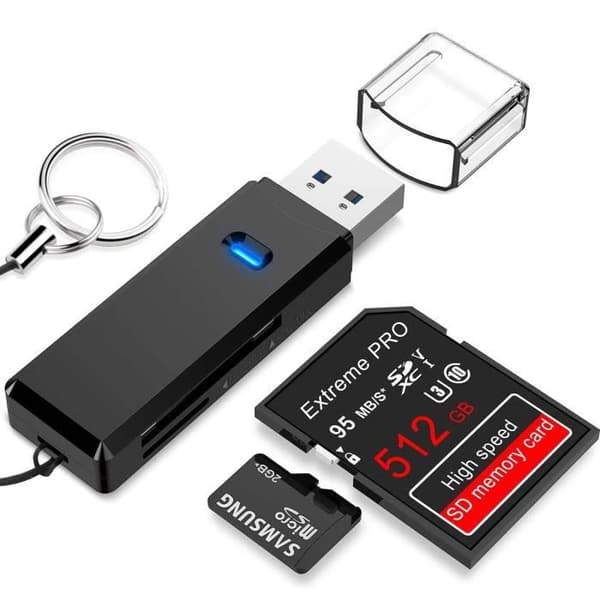 USB 3.0-kortläsare, Beikell High Speed SD/Micro SD-minneskortläsare MMC-kortläsare-svart
