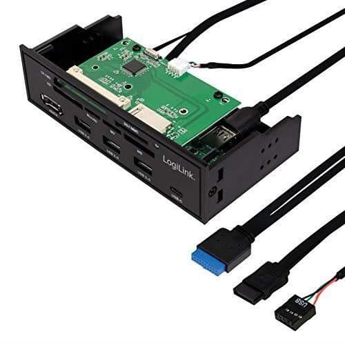 Logilink UA0341 - 5,25" multifunktionspanel med integrerad kortläsare (M2, MS, SD, Micro-SD, XD, CF) - USB 3.0 Hub (3P