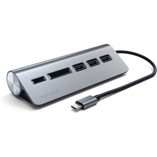 Typ C extern kortläsare med Satechi USB 3.0 Hub - grå - TU